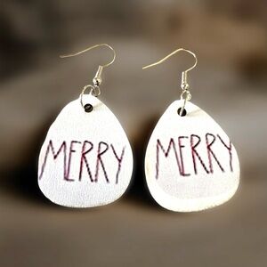 ⭐️ 5 for $25 Wood Festive MERRY Christmas Earrings